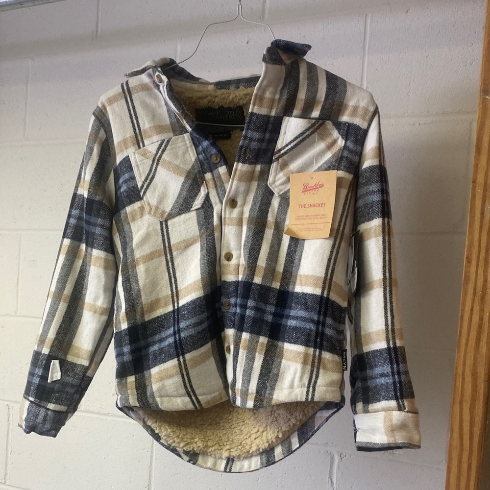 Brooklyn Cloth Plaid Shacket with Lapel Collar Heavy Flannel and Sherpa lining